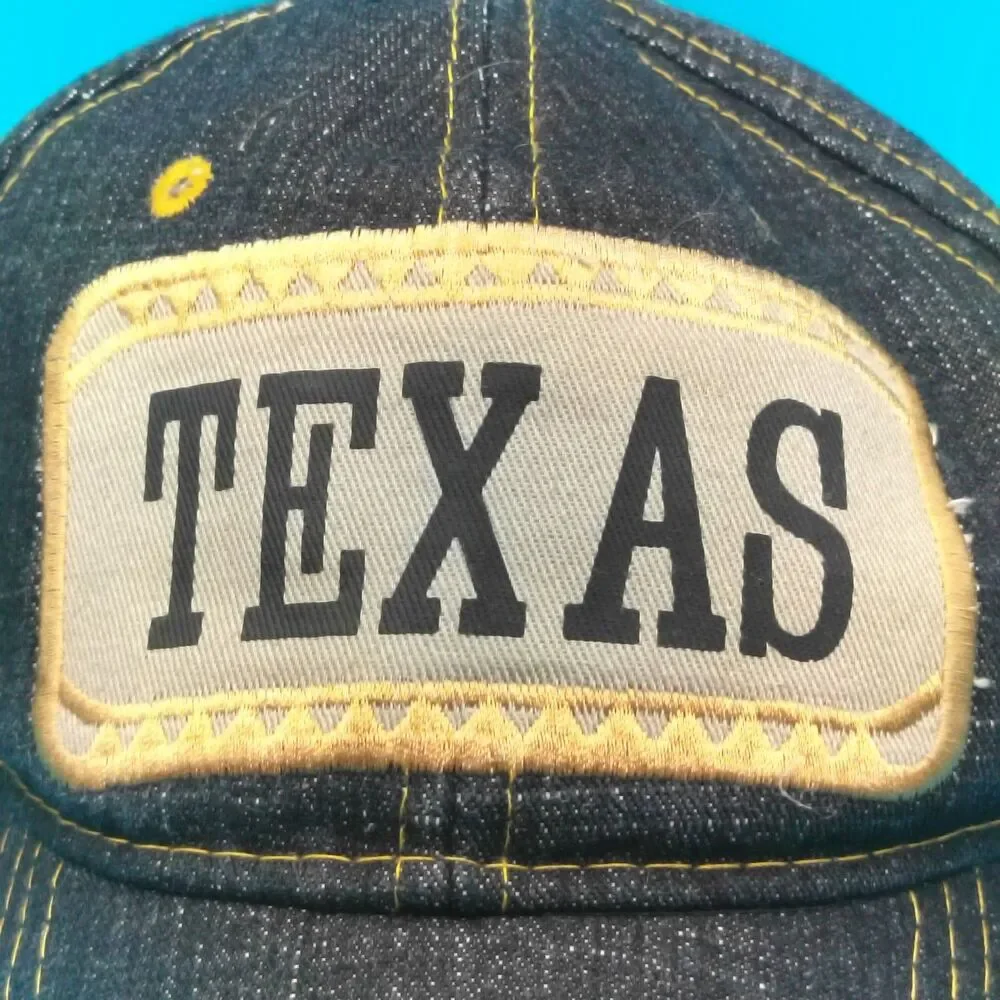 Texas Denim Baseball Cap Hat Adjustable Embroidered State Souvenir Unisex Adult